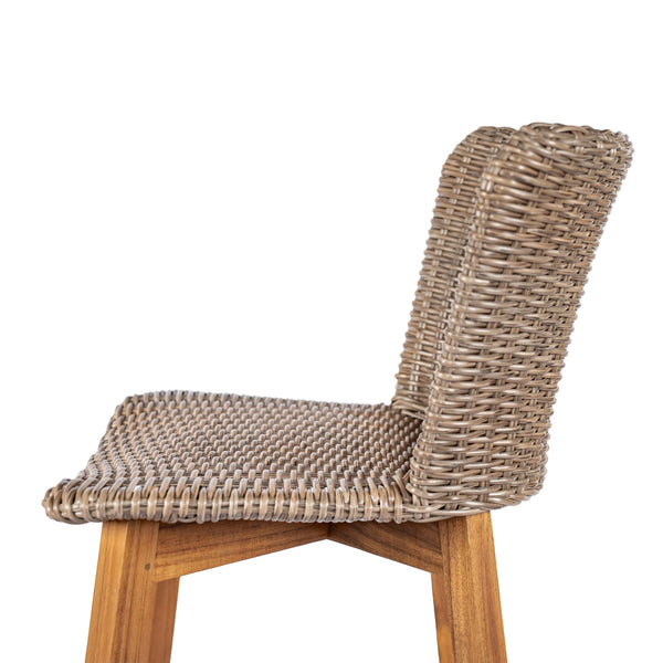 English Elm Christopher Knight Home® - Lymington Outdoor Bar Stool Set of 2 — Durable Acacia & Wicker Craft, Ergonomic 105° Backrest Comfort Light Brown,Teak N775P278094B