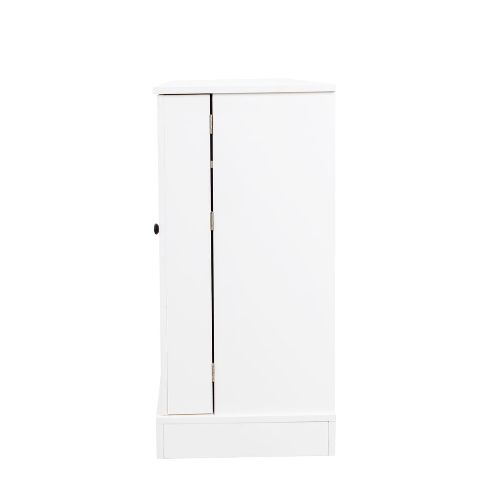 English Elm Buffet Modern Sideboard with Doors — White Storage Cabinet with Drawer, Adjustable Shelves, Coffee Bar Appeal W331S00161