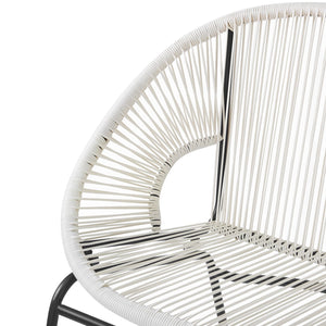 English Elm Christopher Knight Home® - CONDESSA Modern Outdoor Wicker Loveseat with Hammock Weave, Durable PE Rattan & Powder Coat Iron Frame Black,Ivory White N775P241727W