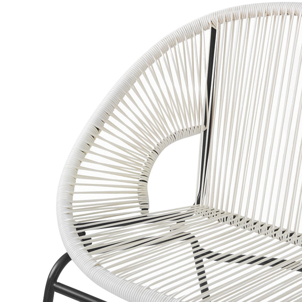 English Elm Christopher Knight Home® - CONDESSA Modern Outdoor Wicker Loveseat with Hammock Weave, Durable PE Rattan & Powder Coat Iron Frame Black,Ivory White N775P241727W