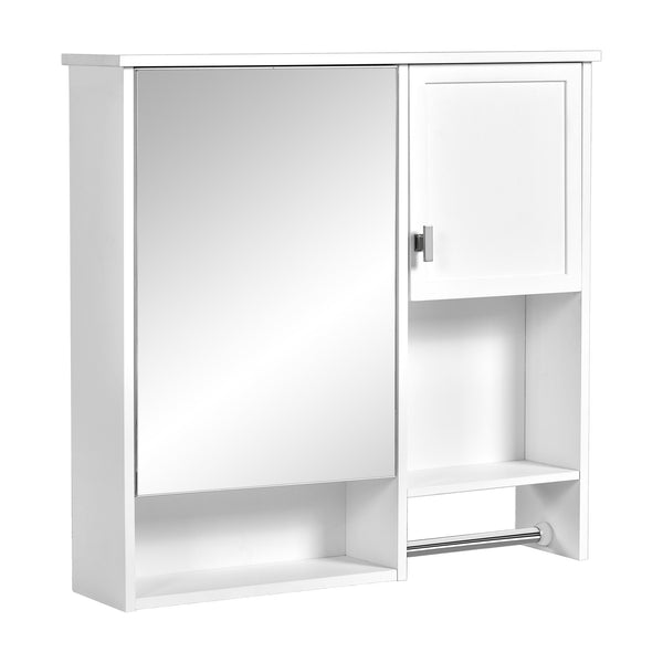 English Elm 29'' Modern Wall Mounted Medicine Cabinet with Mirror, Spacious Adjustable Shelves, Towel Bar and Durable MDF Finish White N710P209440K
