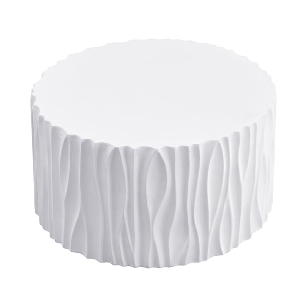English Elm Modern Fluted Round Outdoor Coffee Table Mgo Weather Resistant Patio Lounge Accent N770P399980W