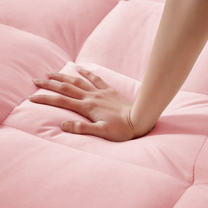 English Elm Sleeper Sofa Chair Velvet Convertible Armchair with Usb Charging for Small Spaces Pink W1359P458678