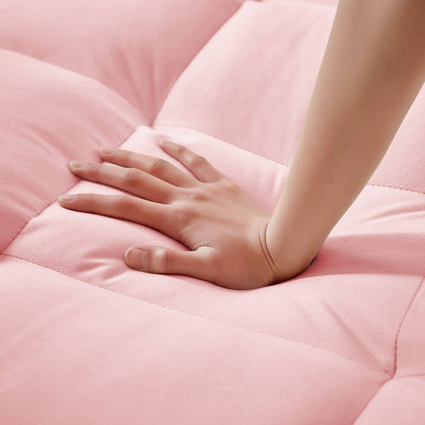 English Elm Sleeper Sofa Chair Velvet Convertible Armchair with Usb Charging for Small Spaces Pink W1359P458678