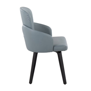English Elm Dahlia Modern Dining Chairs Set Of 2 In Black Wood & Grey Faux Leather With Chrome Accents B202S01209