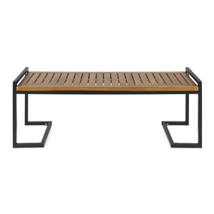 English Elm Christopher Knight Home® - HOPKINS Industrial Wood and Metal Bench with Acacia Wood Seat & Iron Frame, Handcrafted Accent Seating Teak 62621.00WTCBLK