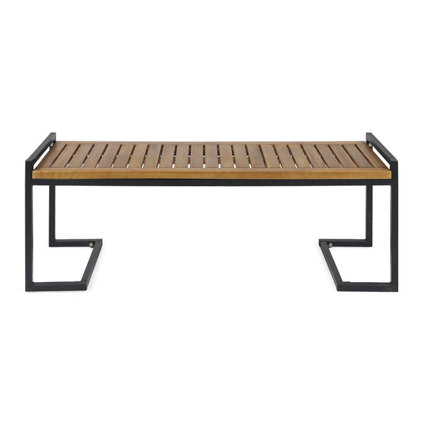 English Elm Christopher Knight Home® - HOPKINS Industrial Wood and Metal Bench with Acacia Wood Seat & Iron Frame, Handcrafted Accent Seating Teak 62621.00WTCBLK