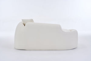 English Elm Ly-048 Sculpted Chenille Chaise Lounge Convertible Sleeper Sofa for Modern Living Spaces Milk White W2231P401698