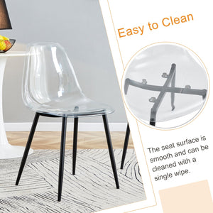 English Elm Table and Chair Set Marble Glass Top with Black Mdf Shelf Four Transparent Seats W1151S04663