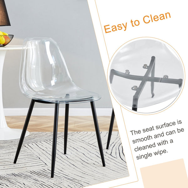 English Elm Table and Chair Set Marble Glass Top with Black Mdf Shelf Four Transparent Seats W1151S04663