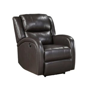 English Elm Modern Power Reclining Chair In Brown Faux Leather – Plush Comfort With Solid Wood Frame Design B011P256235