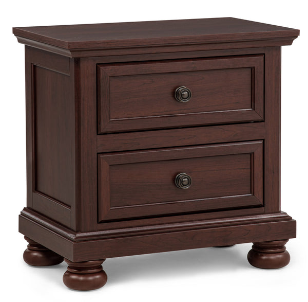 English Elm Contemporary Two Drawer Wooden Nightstand Cherry Frame Veneer Fronts Bedroom Storage B2741P457649