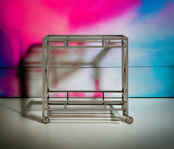 English Elm Kristensen Mirrored Antique Gold Serving Cart with Casters, Mirrored Top & Shelf, Open Storage Stylishly Compact B2726P287299