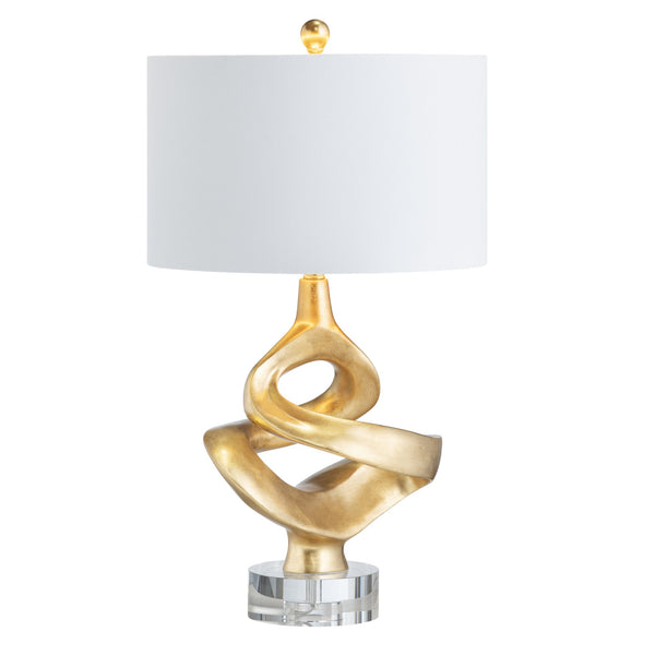 Crestview Collection Contemporary Sculptural Table Lamp - Elegant Gold Design With Crystal Base & Linen Shade For Modern Spaces   Cvavp1959a
