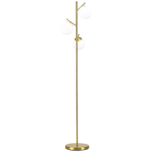 English Elm Tree Floor Lamp with Three Globe Shades Gold Metallic Finish for Living Room Decor T3971P438366