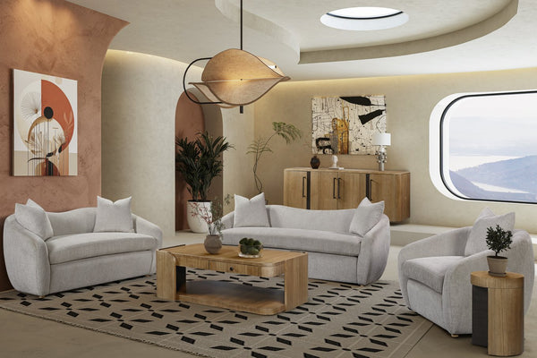 English Elm Sofa Mendocino Beach White Upholstered, 2 Pillows — Reversible Cushions, Sinuous Spring Support B2699P394559