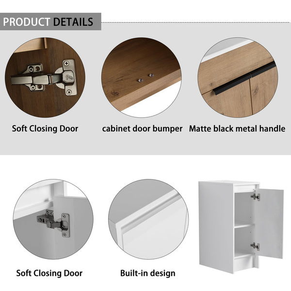 English Elm 42 Inch Freestanding Bathroom Vanity With Ceramic Sink, Soft-Close Doors & Ample Storage Solutions W999S00309