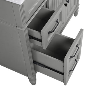 English Elm Christopher Knight Home® - 36" Bathroom Vanity with Sink - Freestanding Ceramic Top, Soft-Close Doors & Drawers, Robust Craftsmanship Grey N759P340019E