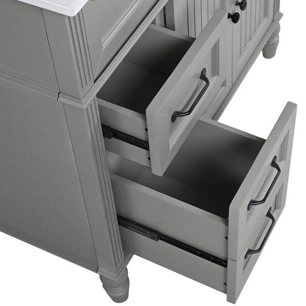 English Elm Christopher Knight Home® - 36" Bathroom Vanity with Sink - Freestanding Ceramic Top, Soft-Close Doors & Drawers, Robust Craftsmanship Grey N759P340019E