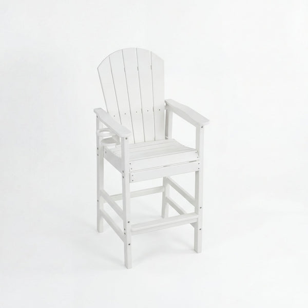 English Elm 3-piece Outdoor Bar Height Bistro Set Hdpe Poly Lumber Slatted Pub Table Two Chairs White W3566S00026