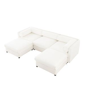 English Elm Elegant White Chenille Sofa With Hidden Storage, Ergonomic Support & Modular Design For Versatile Comfort W714S01039