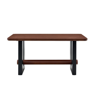English Elm All-mdf Walnut Top Dining Table Seats Four with Matte Black Base for Small Spaces W3875S00025