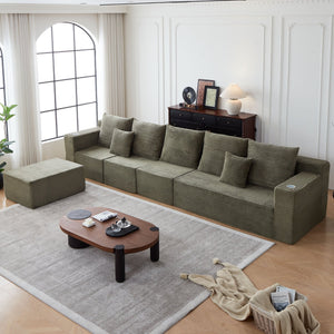 English Elm Deep Seat Corduroy Modular Couch With Cup Holders - Effortless Comfort, No Assembly, Stylish Design! W848S00057