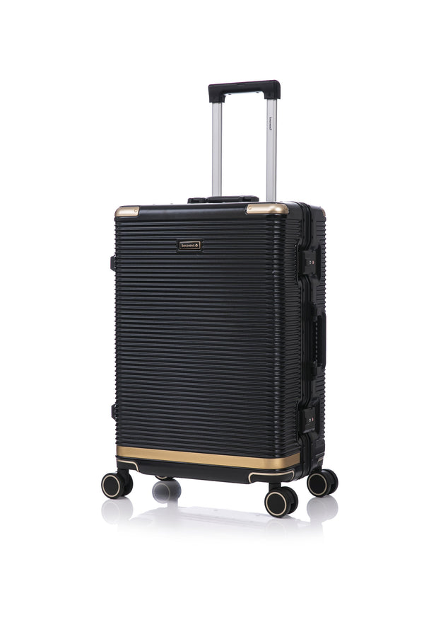 English Elm Luggage Set 3 Piece Polycarbonate Aluminum Frame Hard Shell Travel Suitcases with Lock Black T3292P361538