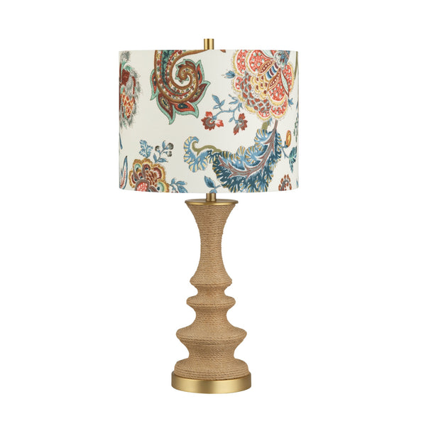 Crestview Collection 25.5"H Rustic Jute Table Lamp With Floral Shade – Unique Design & 3-way Socket For Modern Spaces   Cvnzam013
