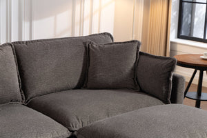 English Elm Modern Chenille Sectional Sofa with Ottoman Modular Layout for Spacious Living Rooms Antique Grey W2530S00018