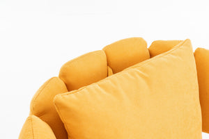 English Elm Decorative Chenille Barrel Tub Chair with Pocket Coil Cushion for Cozy Reading Nooks Yellow W5188P462022