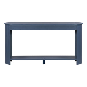 English Elm U_style Oak Veneer Console Table with 3 Drawers Open Shelf Entryway Hallway Storage Navy Blue N711P395523C