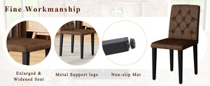English Elm Black Wood Grain Mdf Dining Table Set Seats Four with Suede Upholstered Chairs W1151S04473