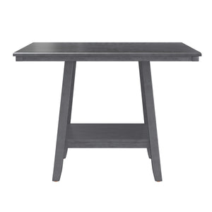 English Elm Wallace & Bay - Gray Dining Table with Lazy Susan and Lower Storage Shelf, Soft Gray Wood Finish, Space-Saving Stylish Design B361P384479