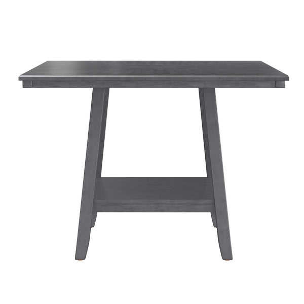 English Elm Wallace & Bay - Gray Dining Table with Lazy Susan and Lower Storage Shelf, Soft Gray Wood Finish, Space-Saving Stylish Design B361P384479