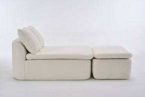 English Elm 133'' Modular U-shaped Sectional Chenille Sofa with Removable Recliner for Spacious Rooms Milk White W2231S00050