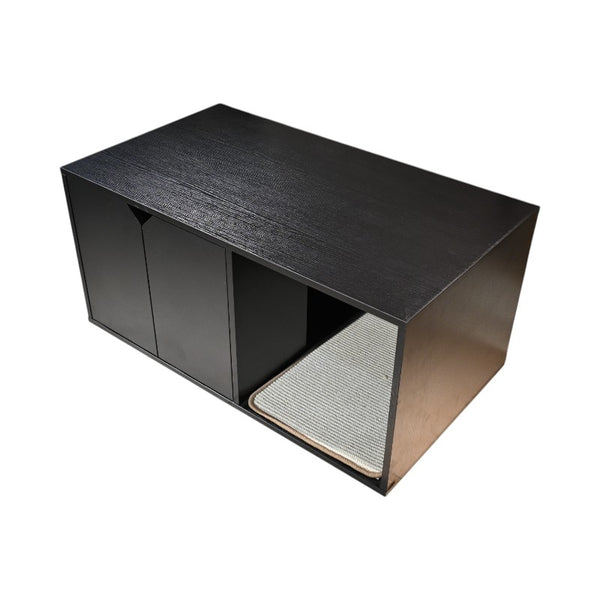 English Elm 35.83" Modern Black Cat Litter Box Enclosure with Durable PB/MDF Build and Corrugated Scratch Pad W1412P271585