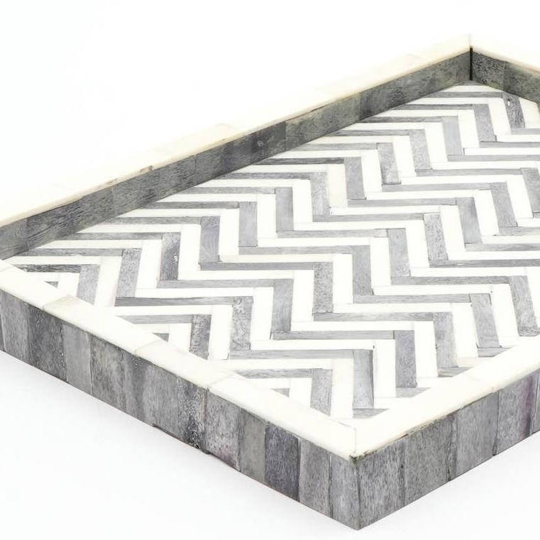 English Elm Handmade Artisan Wood Rectangle Serving Tray for Coffee Table or Entryway Decor B346P327331
