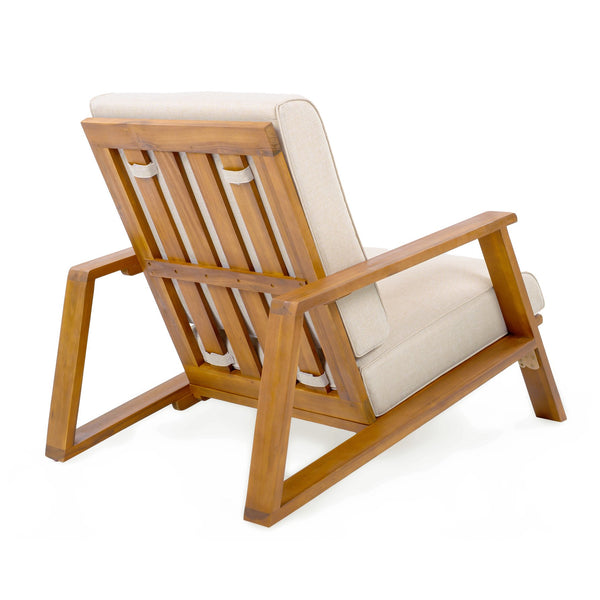 English Elm Christopher Knight Home® - Patio Lounge Chair - Weather-Resistant Beige Cushion & Teak Acacia Wood Frame For Outdoor Elegance N779P291591T