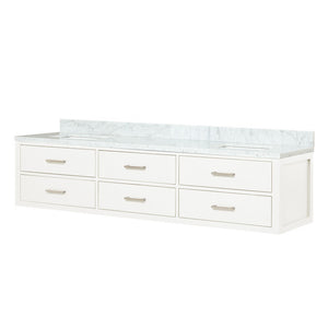 English Elm White Double Bath Vanity 80" W x 22" D with Carrara Marble Top — Solid Wood Frame, Soft-Close Drawers, Fully Assembled B2731P258121