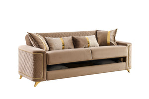 English Elm Lisa 3 Piece Living Room Sofa Set Copper Upholstery Birch Frame Gold Steel Legs B009S02226