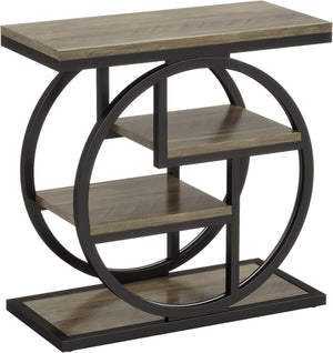 English Elm Bedside 4 Tier Open Shelf Table Matte Black Steel Frame Industrial Rustic Gray Top T3971P457482