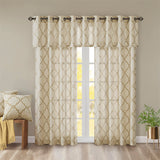 Madison Park Saratoga Modern/Contemporary Fretwork Print Grommet Top Window Valance MP41-3601 Beige/Gold