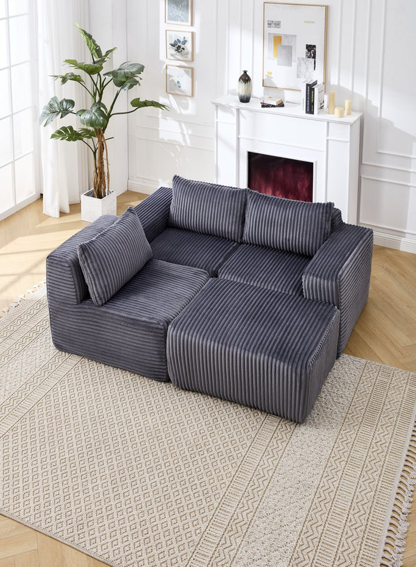 English Elm Modern Minimalist Modular Sectional Sofa - Versatile L-Shape Cloud Couch With Plush Comfort & Style W2959S00002