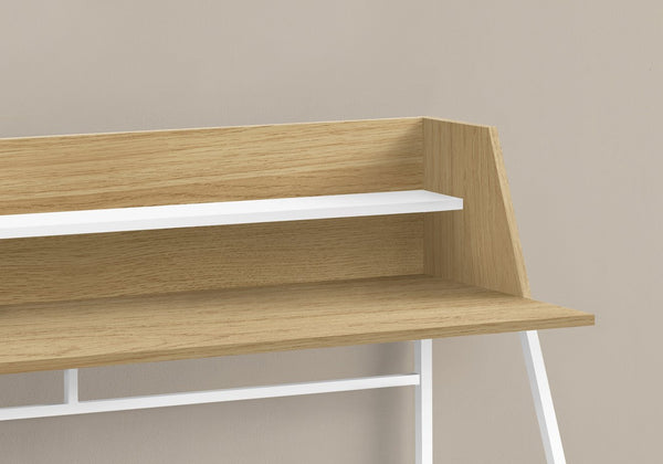 English Elm Computer Desk with Smooth Wood-Look Laminate Top and White Metal Frame — Compact 30" Workstation Natural 49 L x 26 W x 5 H B2710P219829