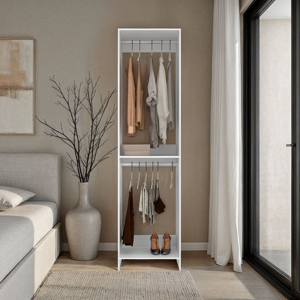 English Elm Dover Freestanding Wardrobe Closet with Dual Rods Melamine Finish Vertical Storage B097P474256