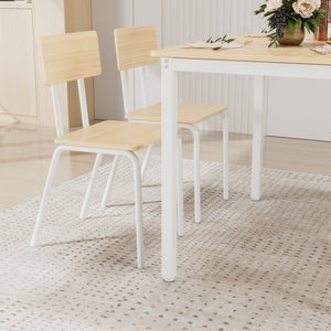 English Elm 5-Piece Modern Dining Set for Small Spaces — 43.3" MDF Top Table with Metal Frame and 4 Chairs, Easy Clean Oak W578133460