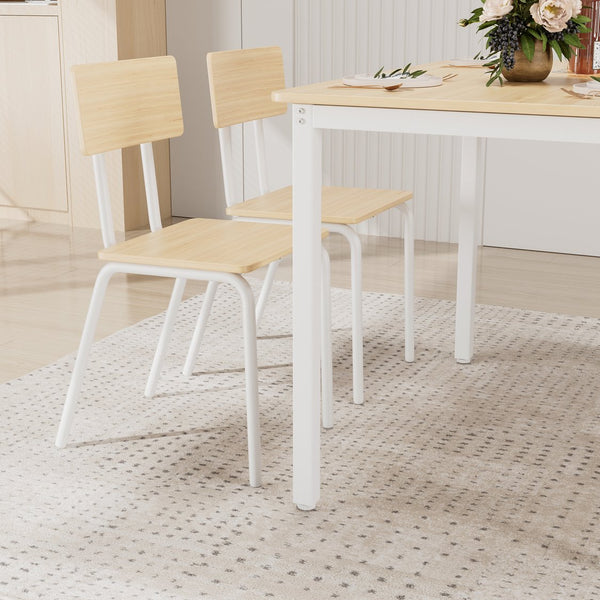 English Elm 5-Piece Modern Dining Set for Small Spaces — 43.3" MDF Top Table with Metal Frame and 4 Chairs, Easy Clean Oak W578133460