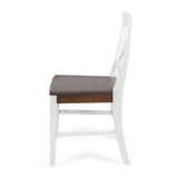 Christopher Knight Home® - Noble House - Roshan Farmhouse Walnut Finish Acacia Wood Dining Chairs with White Finish Frame