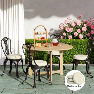 English Elm Soft Round Dining Chair Cushions Set of 4 with Washable Covers and Foam Padding Cream White T3971P443064